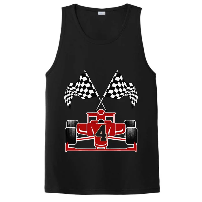 4th Racing Car Themed 4 Year Old Race Car Birthday Performance Tank