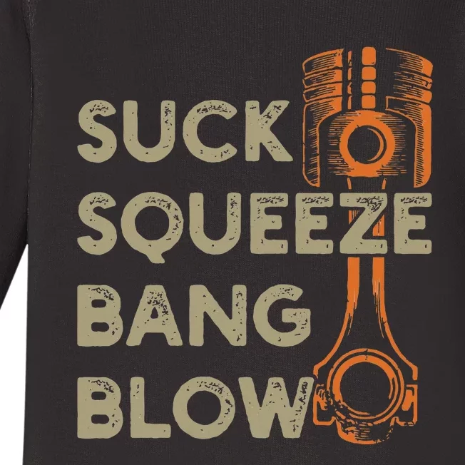 4 Stroke Cycle Suck Squeeze Bang Blow Piston Mechanic Baby Long Sleeve Bodysuit