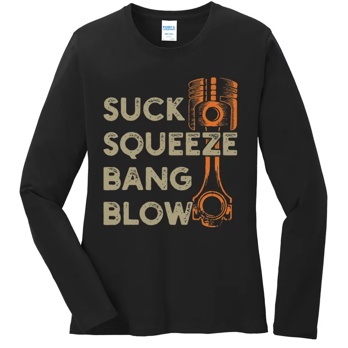 4 Stroke Cycle Suck Squeeze Bang Blow Piston Mechanic Ladies Long Sleeve Shirt