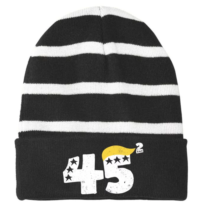 45 Squared Donald Trump 2024 45 47 Trump Striped Beanie with Solid Band