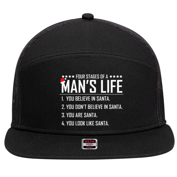 4 Stages Of A Man's LifeFunny SantaChristmas Gifts 7 Panel Mesh Trucker Snapback Hat