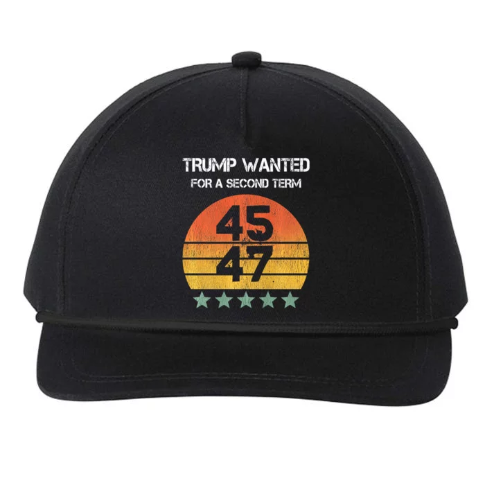 45 Squared Trump Wanted For Second Term 2024 Snapback Five-Panel Rope Hat