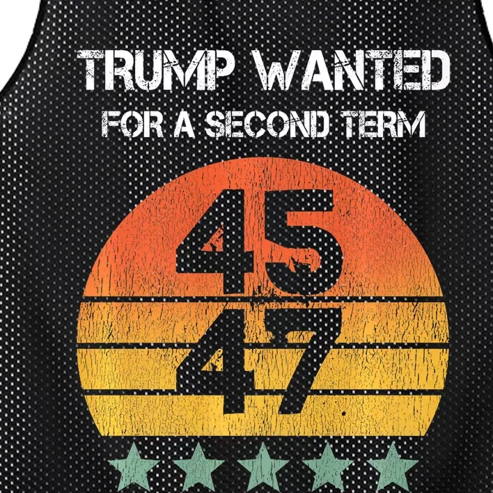 45 Squared Trump Wanted For Second Term 2024 Mesh Reversible Basketball Jersey Tank