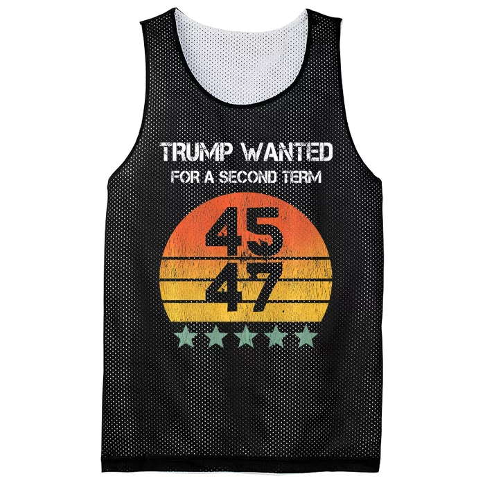 45 Squared Trump Wanted For Second Term 2024 Mesh Reversible Basketball Jersey Tank