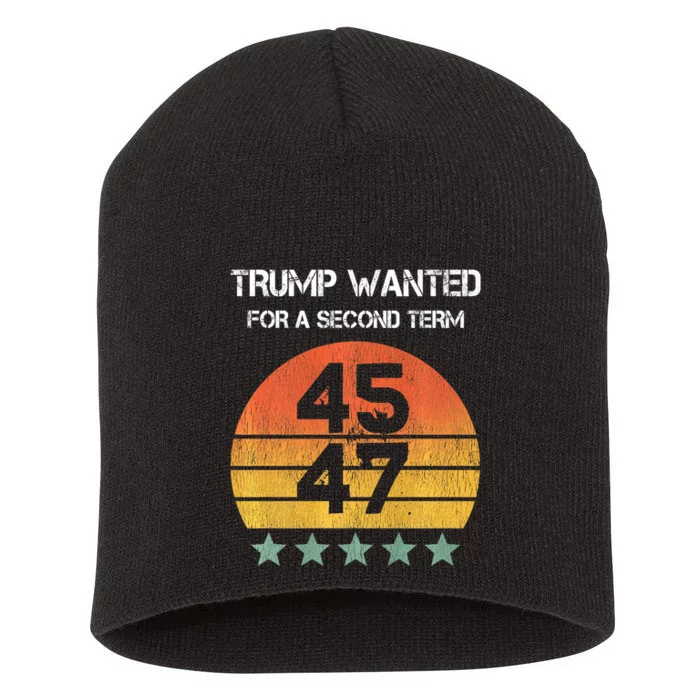 45 Squared Trump Wanted For Second Term 2024 Short Acrylic Beanie