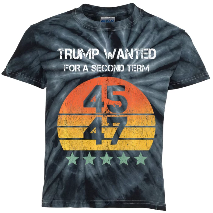 45 Squared Trump Wanted For Second Term 2024 Kids Tie-Dye T-Shirt