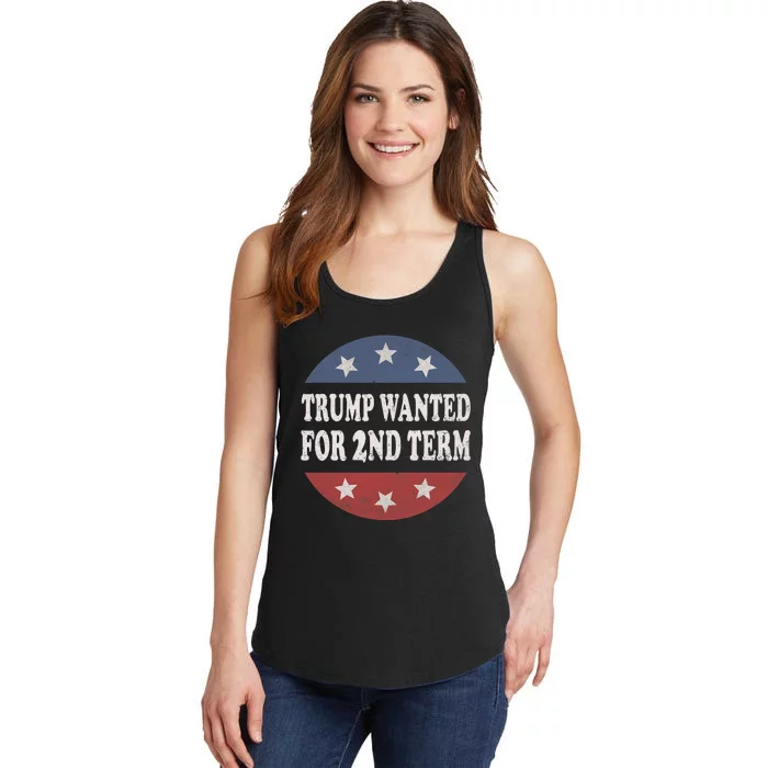 45 Squared Trump Wanted For Second Term 2024 Vintage Button Ladies Essential Tank