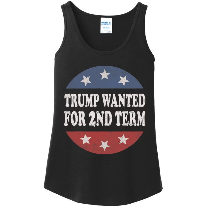 45 Squared Trump Wanted For Second Term 2024 Vintage Button Ladies Essential Tank