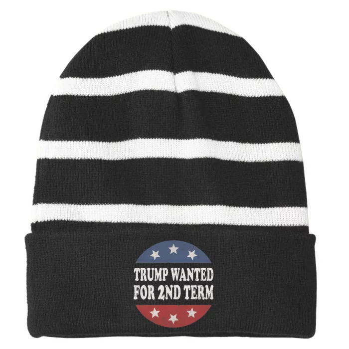 45 Squared Trump Wanted For Second Term 2024 Vintage Button Striped Beanie with Solid Band