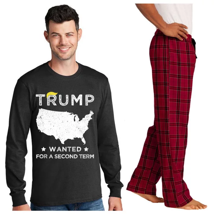 45 SQUARED TRUMP WANTED FOR SECOND TERM 2024 Long Sleeve Pajama Set