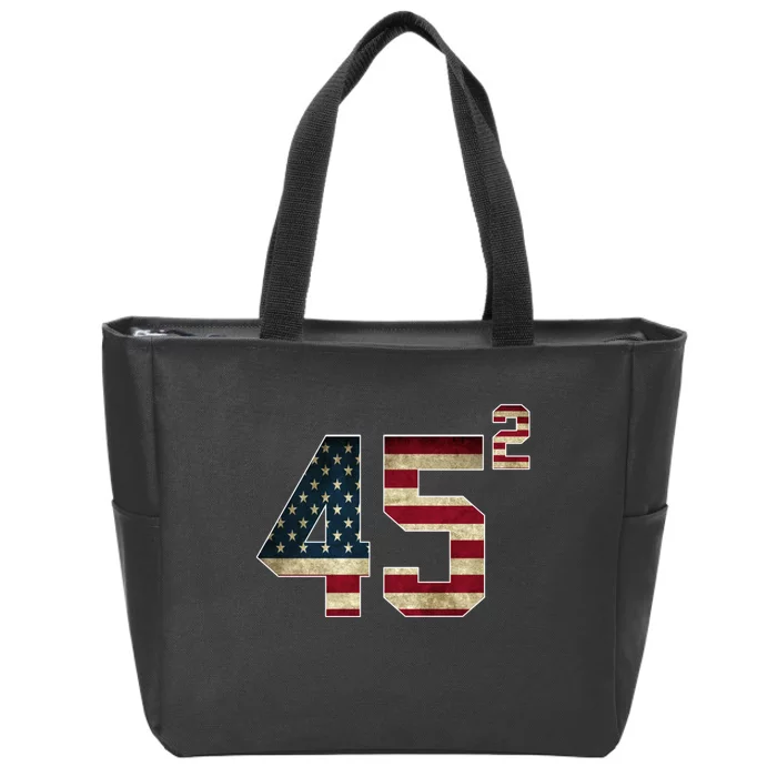 45 Squared Trump 2024 Second Term USA Vintage Zip Tote Bag