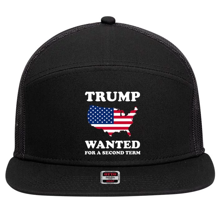 45 SQUARED TRUMP WANTED FOR SECOND TERM 2024 Pro Trump 7 Panel Mesh Trucker Snapback Hat