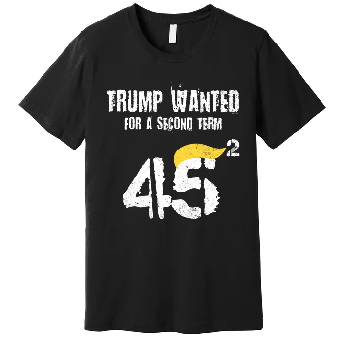 45 Squared Trump Wanted For Second Term 2024 Pro Trump 2024 Election Premium T-Shirt