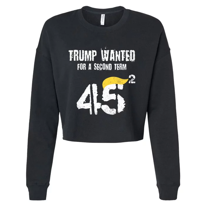 45 Squared Trump Wanted For Second Term 2024 Pro Trump 2024 Election Cropped Pullover Crew