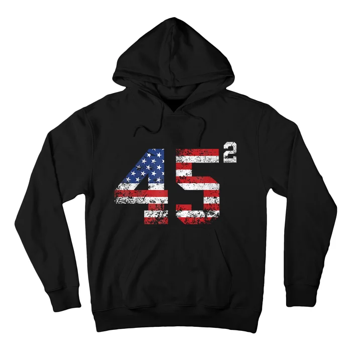 45 Squared Trump Second Term American Flag Vintage Hoodie