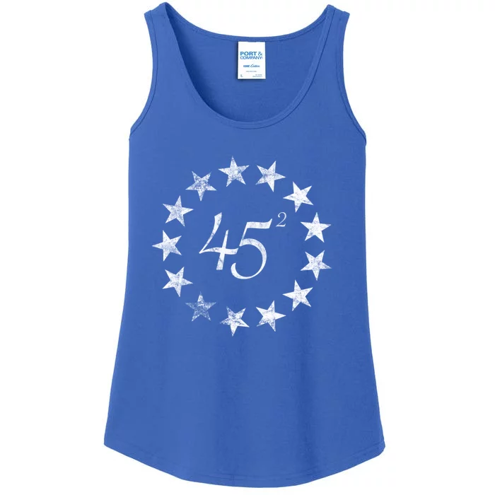 45 Squared Trump Betsy Ross Flag 2020 Second Term Ladies Essential Tank