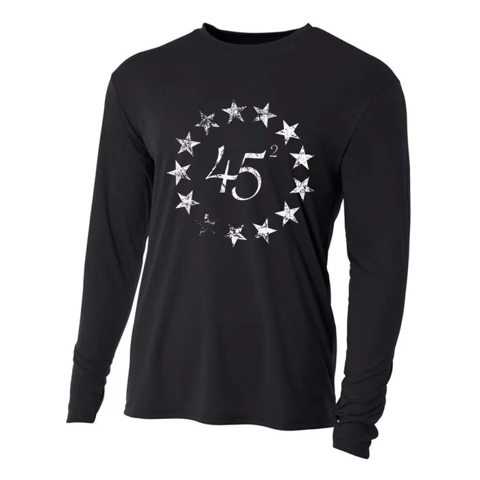 45 Squared Trump Betsy Ross Flag 2020 Second Term Cooling Performance Long Sleeve Crew