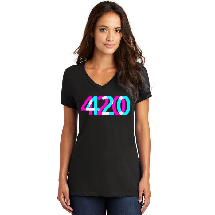 420 Stoner Weed Cannabis Marijuana Kush Joint Women's V-Neck T-Shirt