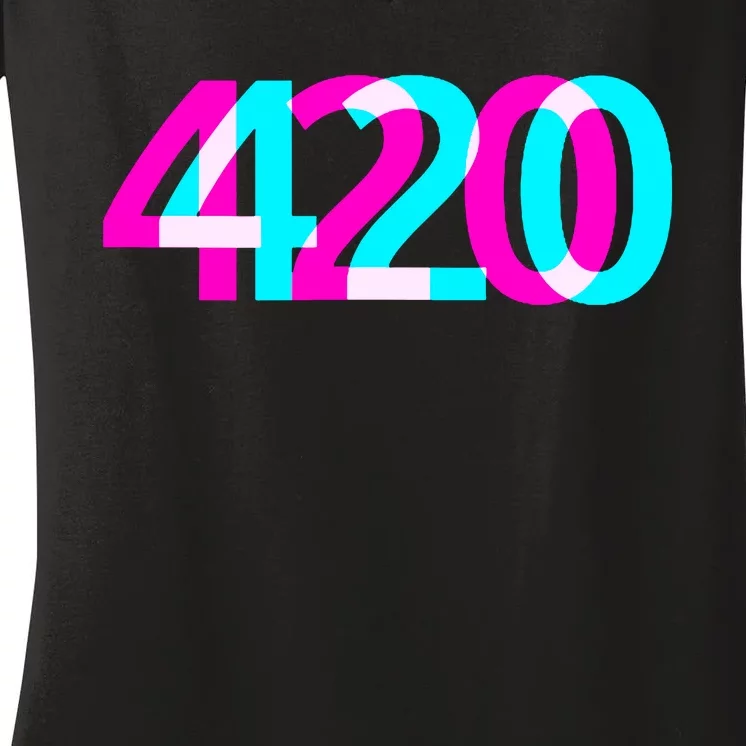 420 Stoner Weed Cannabis Marijuana Kush Joint Women's V-Neck T-Shirt