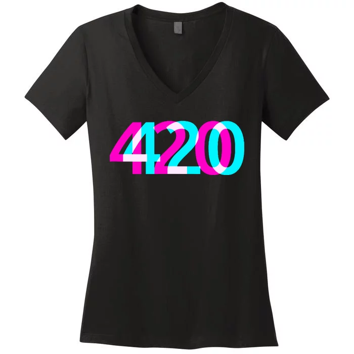 420 Stoner Weed Cannabis Marijuana Kush Joint Women's V-Neck T-Shirt