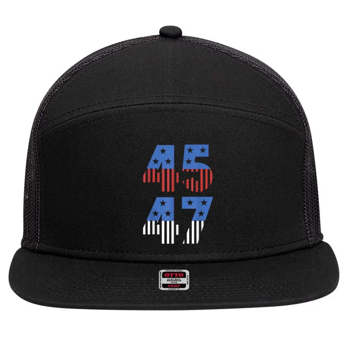 4547 Trump 2024 Patriotic Election Varsity Us Flag 7 Panel Mesh Trucker Snapback Hat