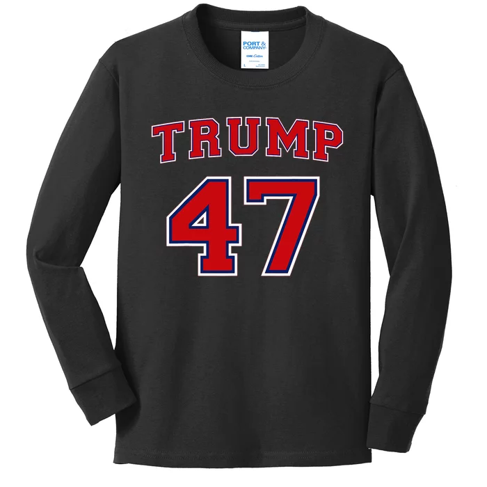 47 Trump 2024 Vote President Donald Trump 47th President Kids Long Sleeve Shirt