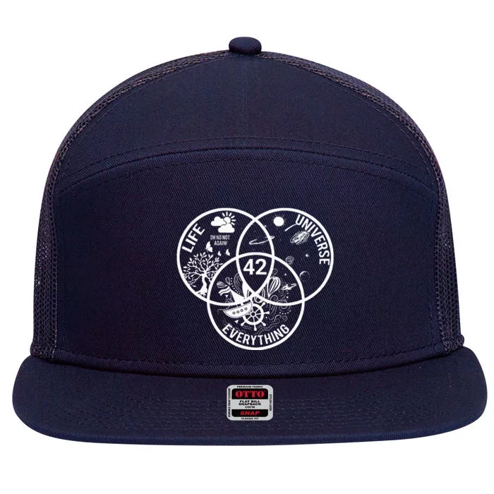 42 The Answer To Life The Universe And Everything 7 Panel Mesh Trucker Snapback Hat