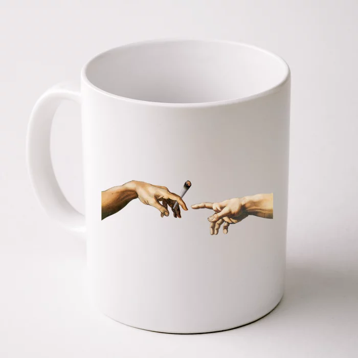 420 The Creation Of Adam Michelangelo Weed Joint Vintage Meaningful Gift Front & Back Coffee Mug