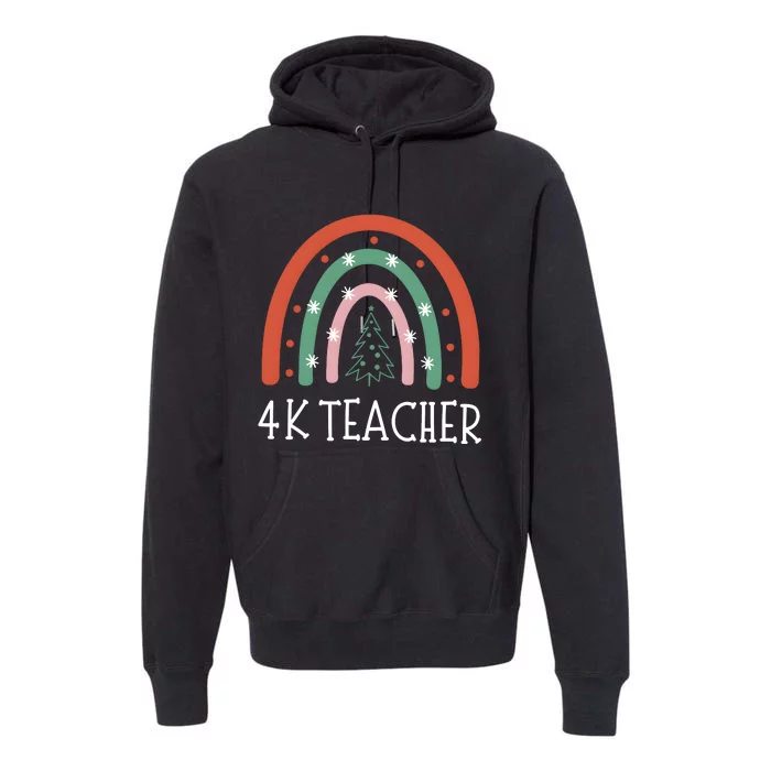 4k Teacher Christmas Rainbow Premium Hoodie