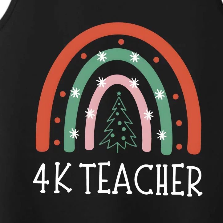 4k Teacher Christmas Rainbow Performance Tank