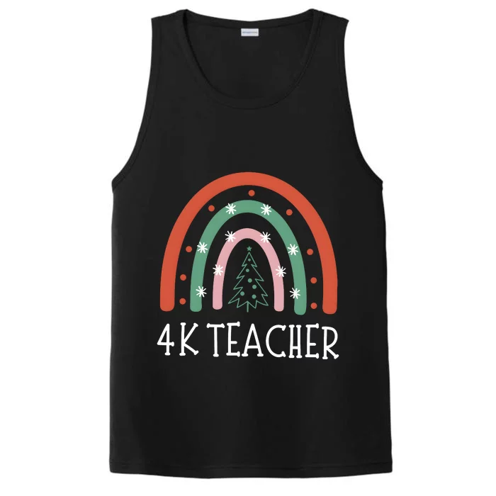 4k Teacher Christmas Rainbow Performance Tank