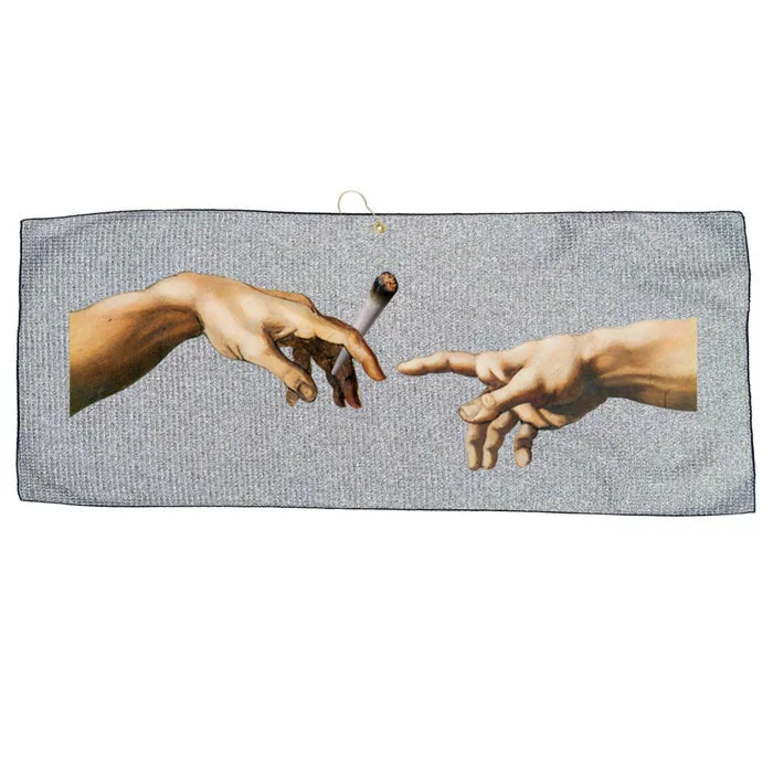 420 The Creation Of Adam Michelangelo Weed Joint Vintage Great Gift Large Microfiber Waffle Golf Towel