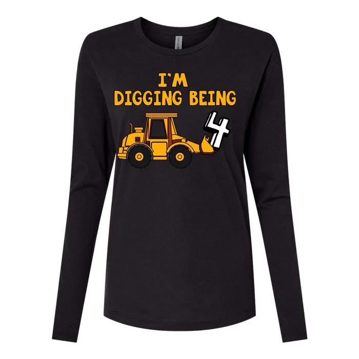 4th Birthday I'm Digging Being Four Womens Cotton Relaxed Long Sleeve T-Shirt