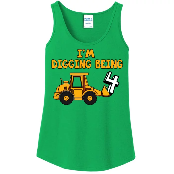 4th Birthday I'm Digging Being Four Ladies Essential Tank