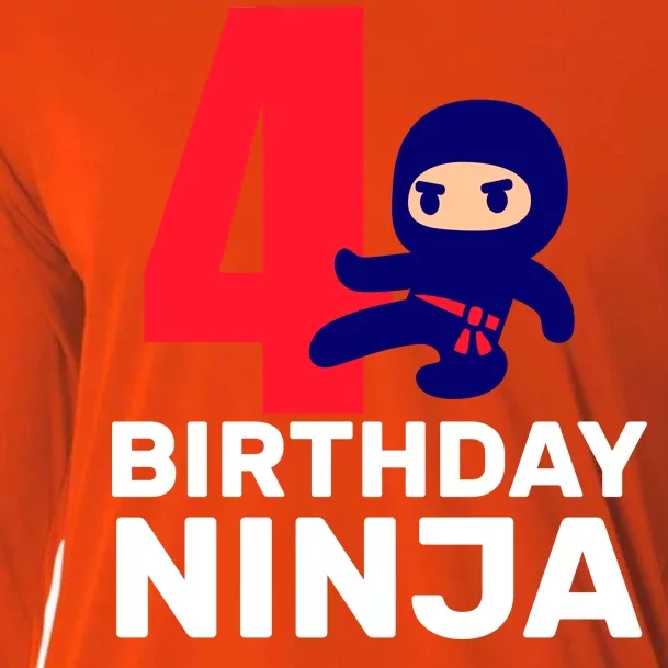 4th Birthday Ninja Cooling Performance Long Sleeve Crew