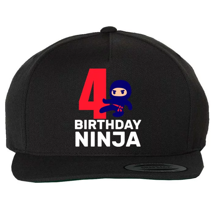 4th Birthday Ninja Wool Snapback Cap