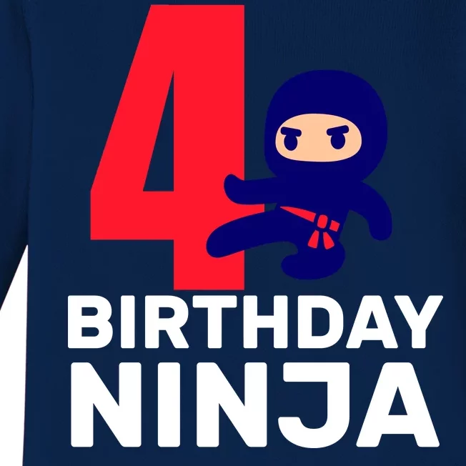 4th Birthday Ninja Baby Long Sleeve Bodysuit