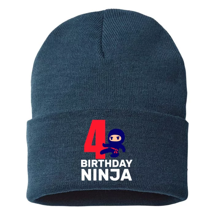 4th Birthday Ninja Sustainable Knit Beanie