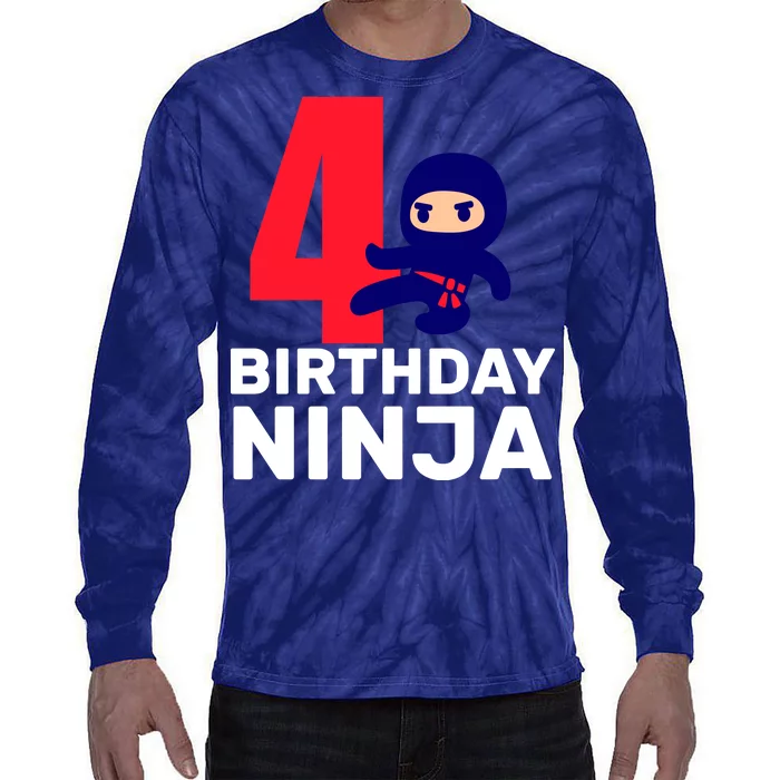 4th Birthday Ninja Tie-Dye Long Sleeve Shirt