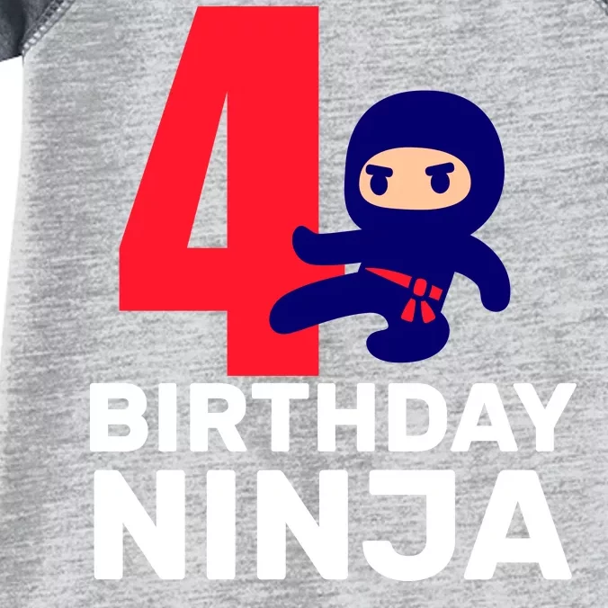 4th Birthday Ninja Infant Baby Jersey Bodysuit