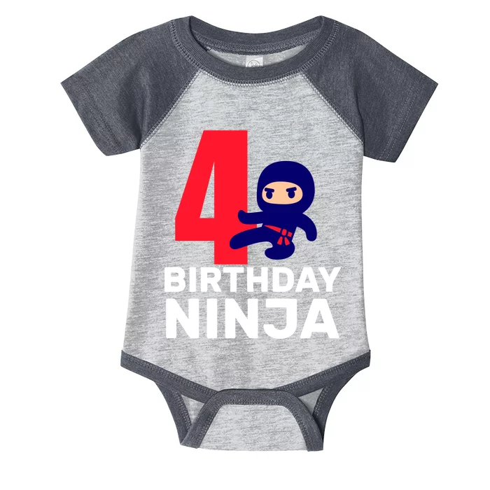 4th Birthday Ninja Infant Baby Jersey Bodysuit