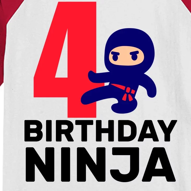 4th Birthday Ninja Kids Colorblock Raglan Jersey