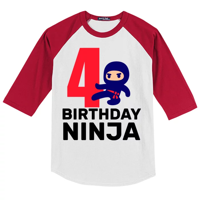 4th Birthday Ninja Kids Colorblock Raglan Jersey