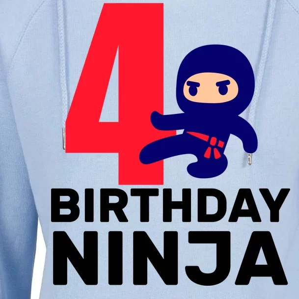 4th Birthday Ninja Womens Funnel Neck Pullover Hood