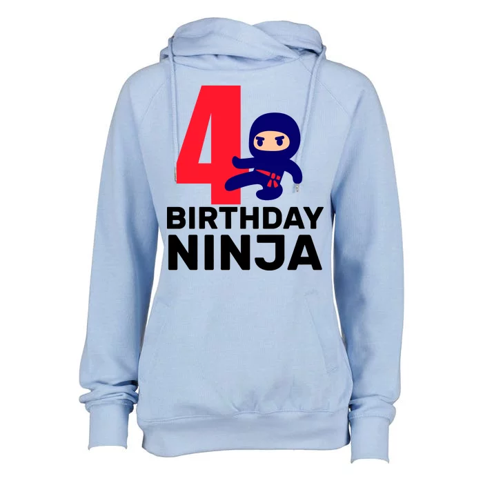 4th Birthday Ninja Womens Funnel Neck Pullover Hood