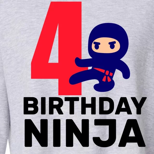 4th Birthday Ninja Cropped Pullover Crew