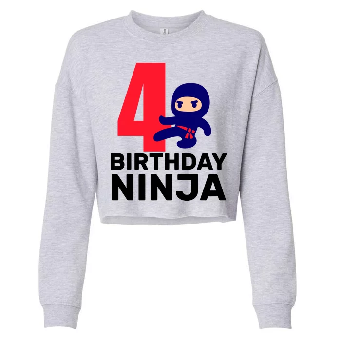 4th Birthday Ninja Cropped Pullover Crew