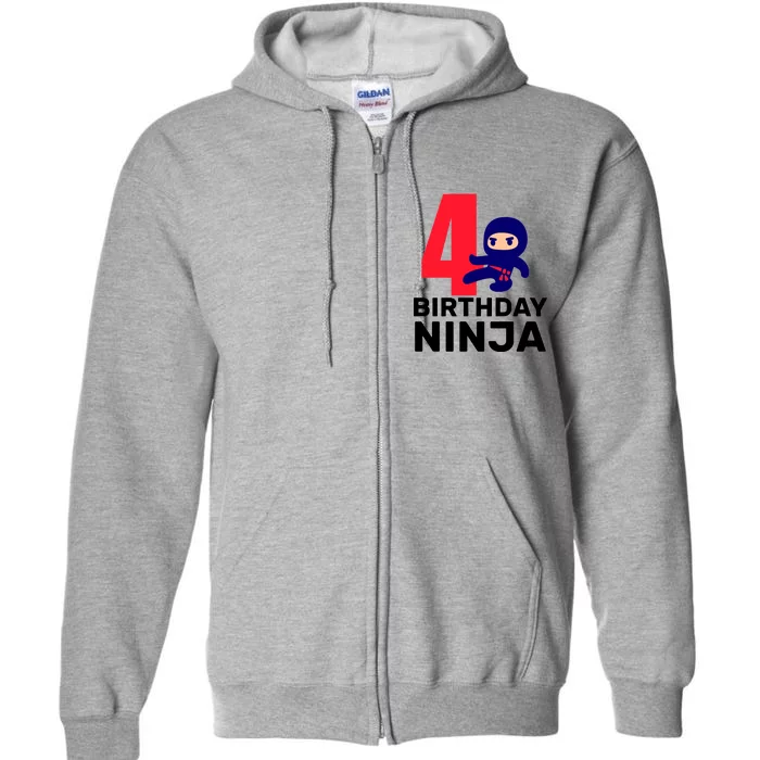 4th Birthday Ninja Full Zip Hoodie