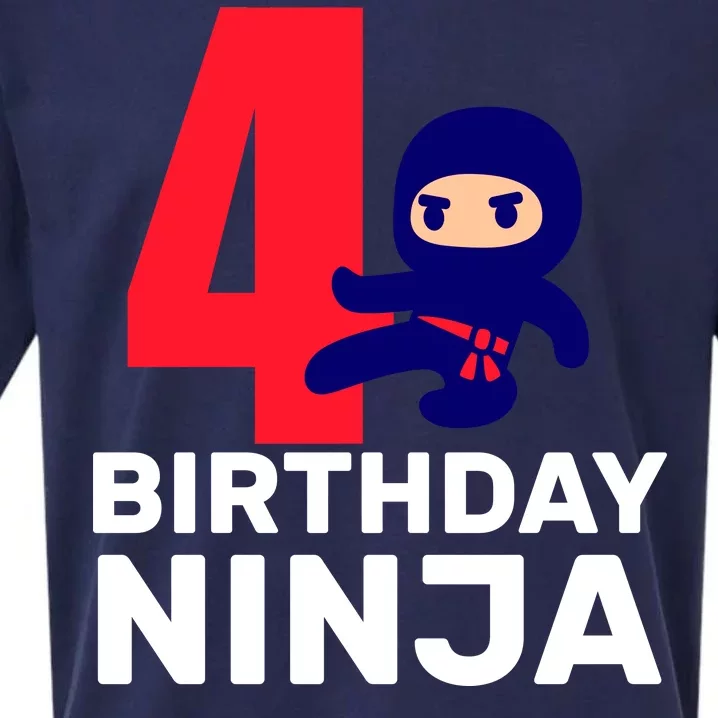 4th Birthday Ninja Sueded Cloud Jersey T-Shirt