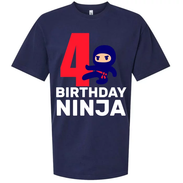 4th Birthday Ninja Sueded Cloud Jersey T-Shirt